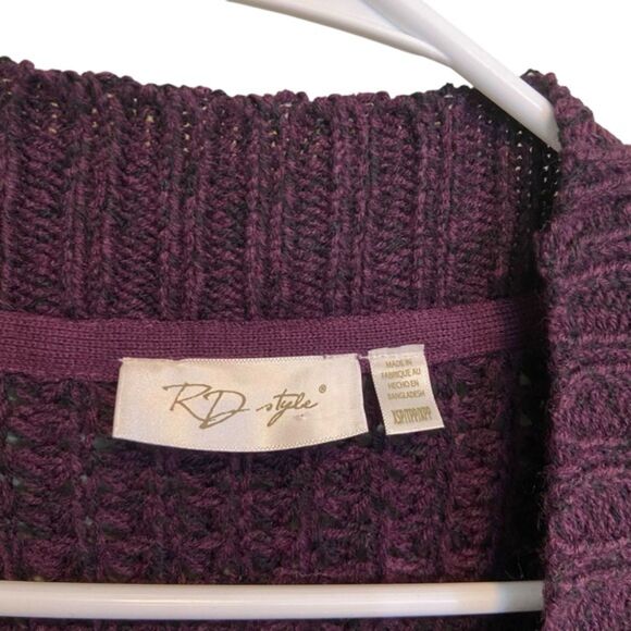 RD style Cotton Blend Chunky Cable Knit Open Front Cardigan NWOT Size XS - Picture 6 of 10